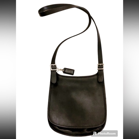 Coach Handbags - Vintage Coach 9135 Black Leather Slim Hippie Flap Saddle Bag Crossbody Purse
